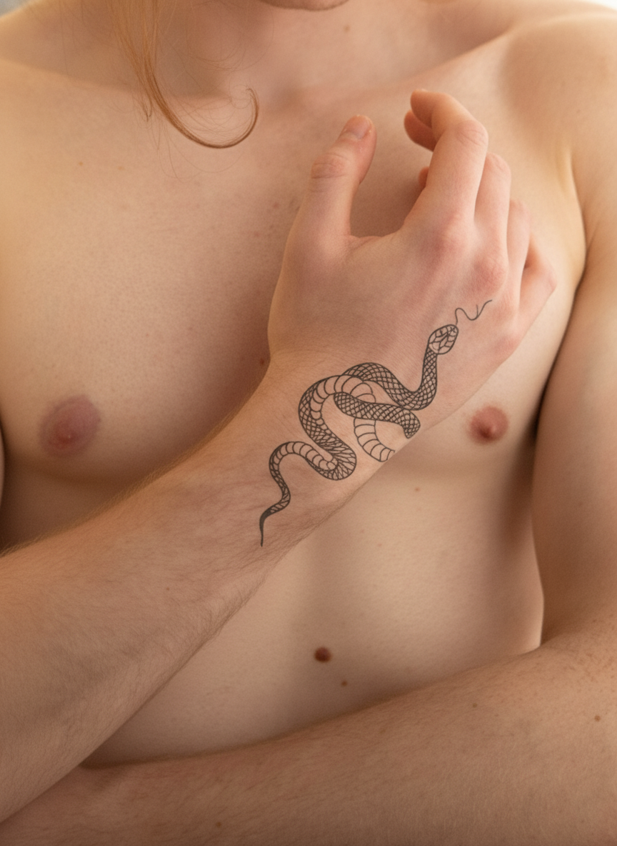 Spitty Snake temporary tattoo