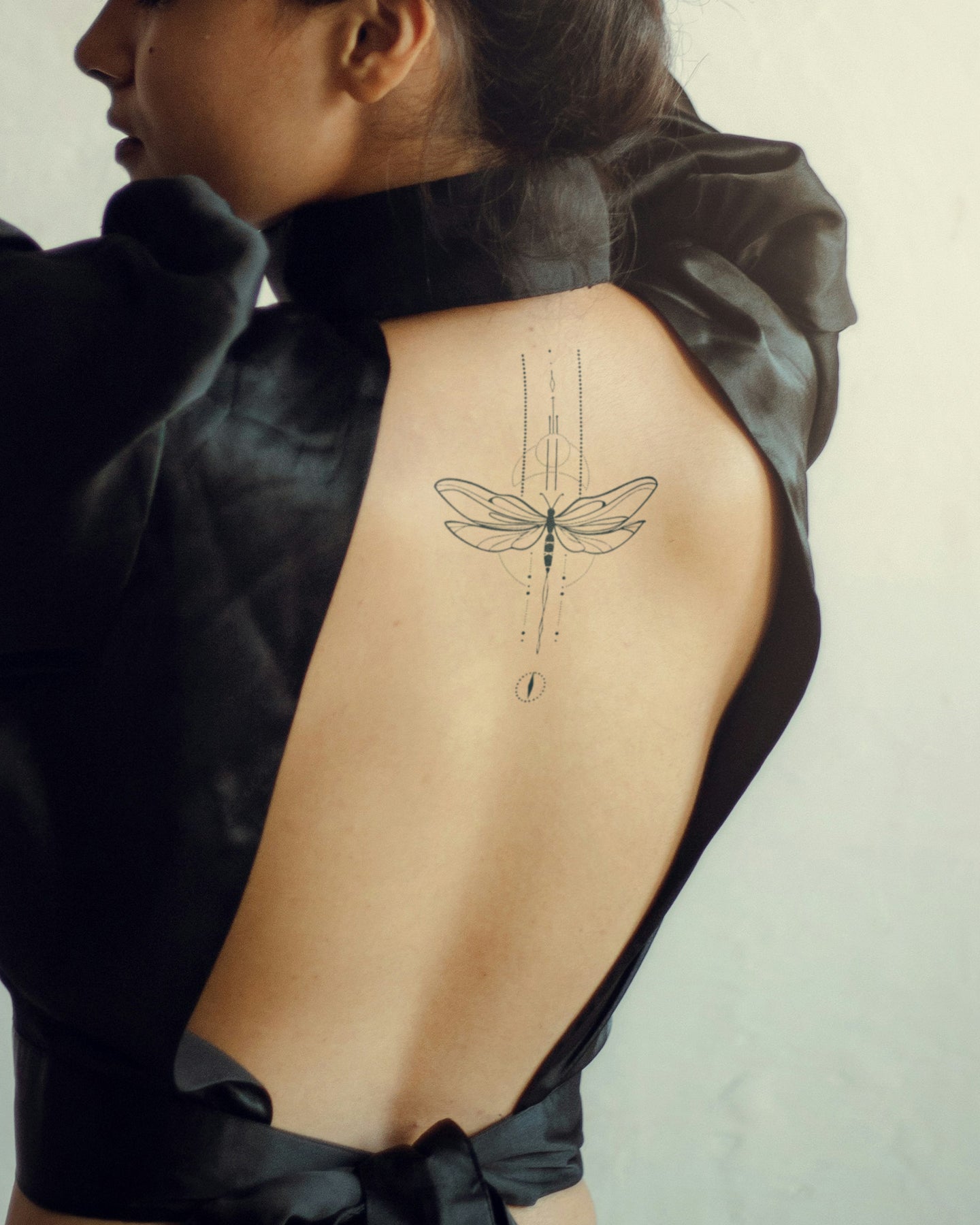 Dragon Fly Linework temporary tattoo