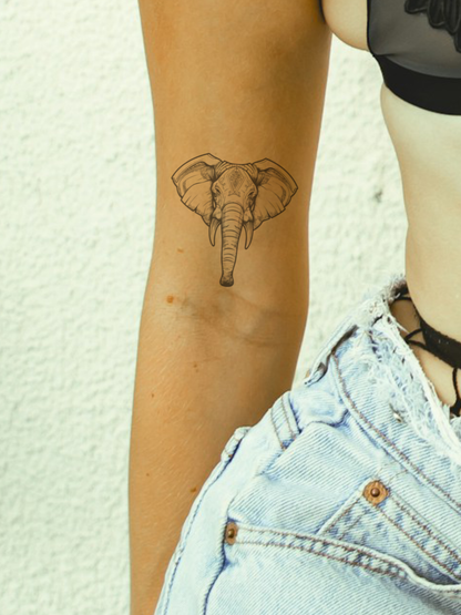 Elephant Linework temporary tattoo