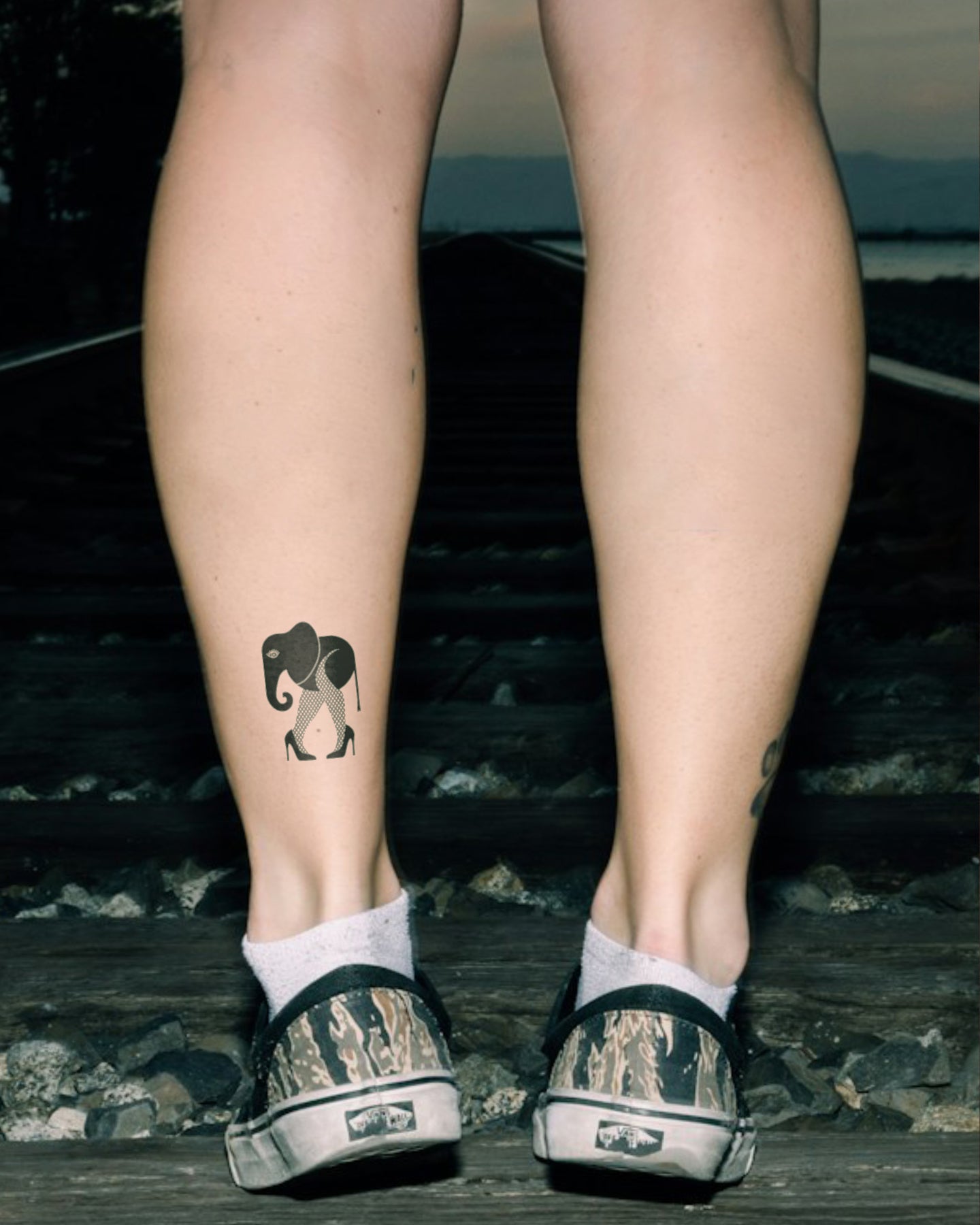 Elephant Stiletto temporary tattoo