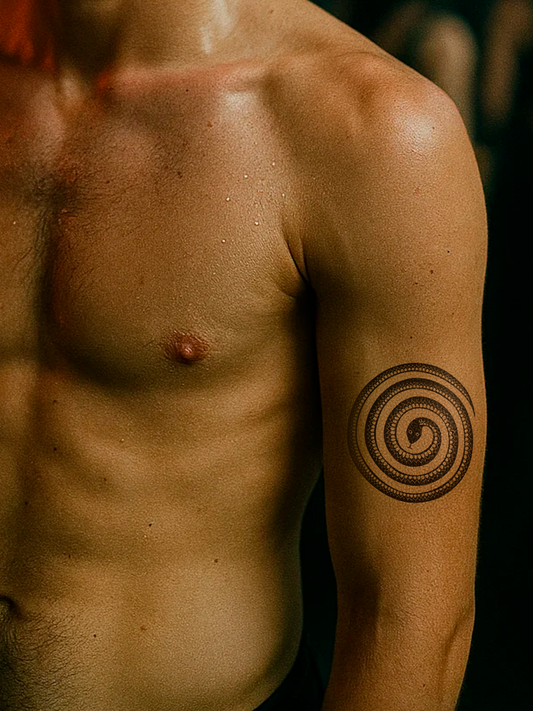 Abstract Circle Snake temporary tattoo