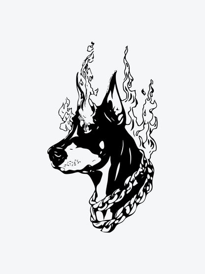 Dog Fire Eyes temporary tattoo