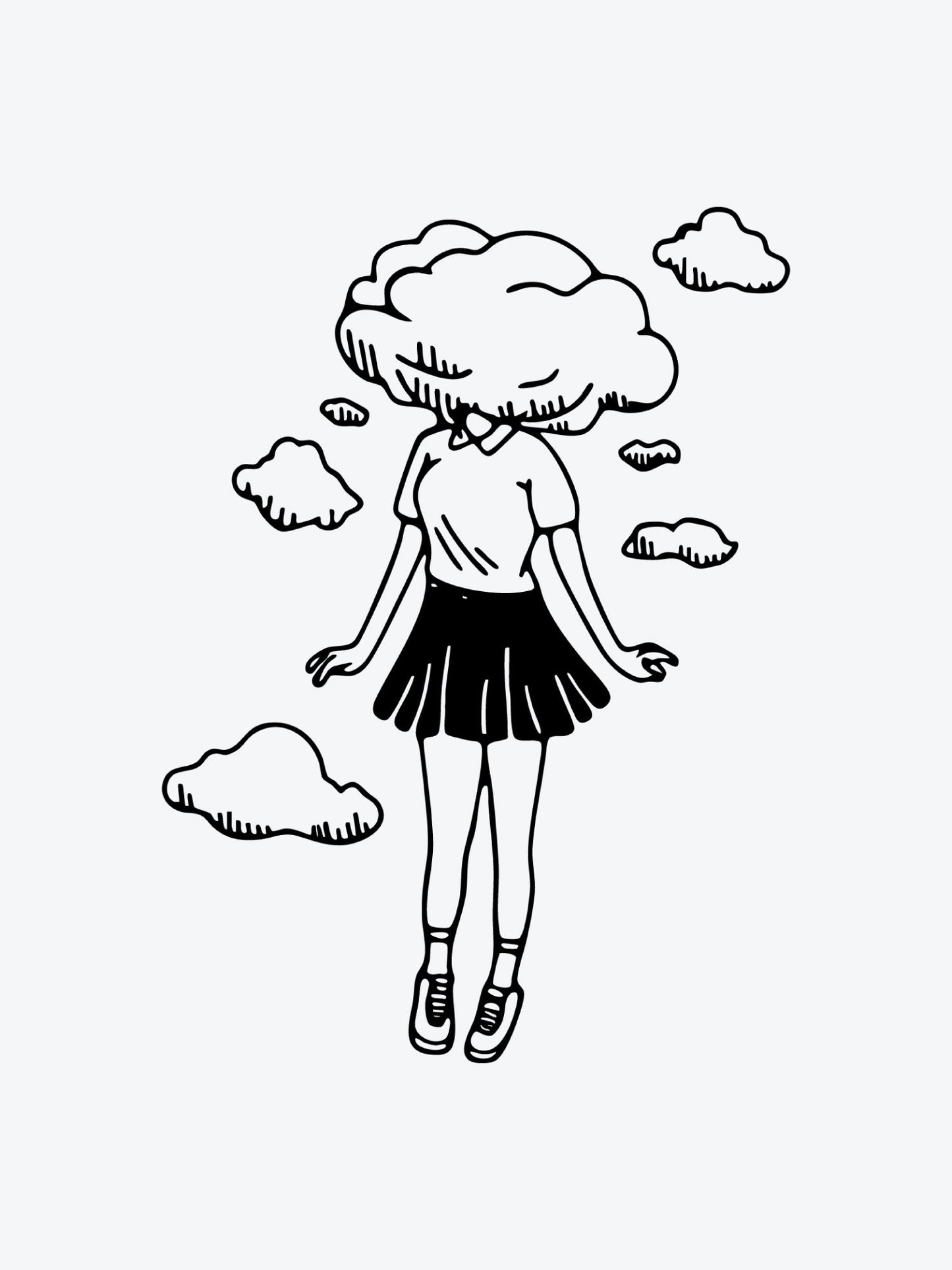 Girl Head in the Clouds temporary tattoo