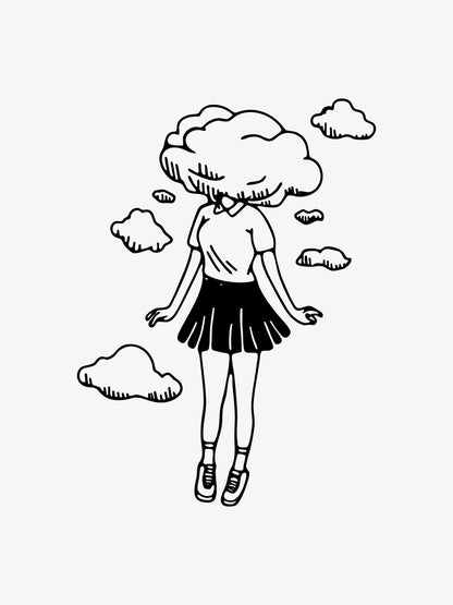 Girl Head in the Clouds temporary tattoo