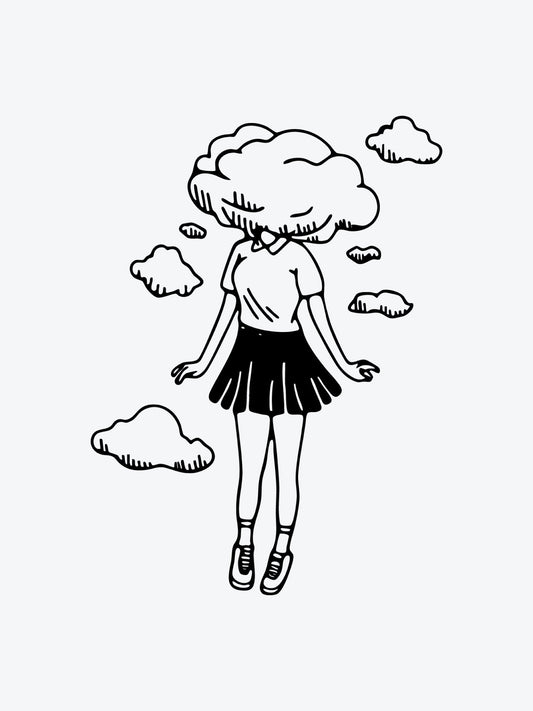 Girl Head in the Clouds temporary tattoo