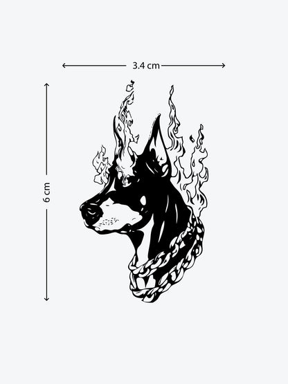 Dog Fire Eyes temporary tattoo