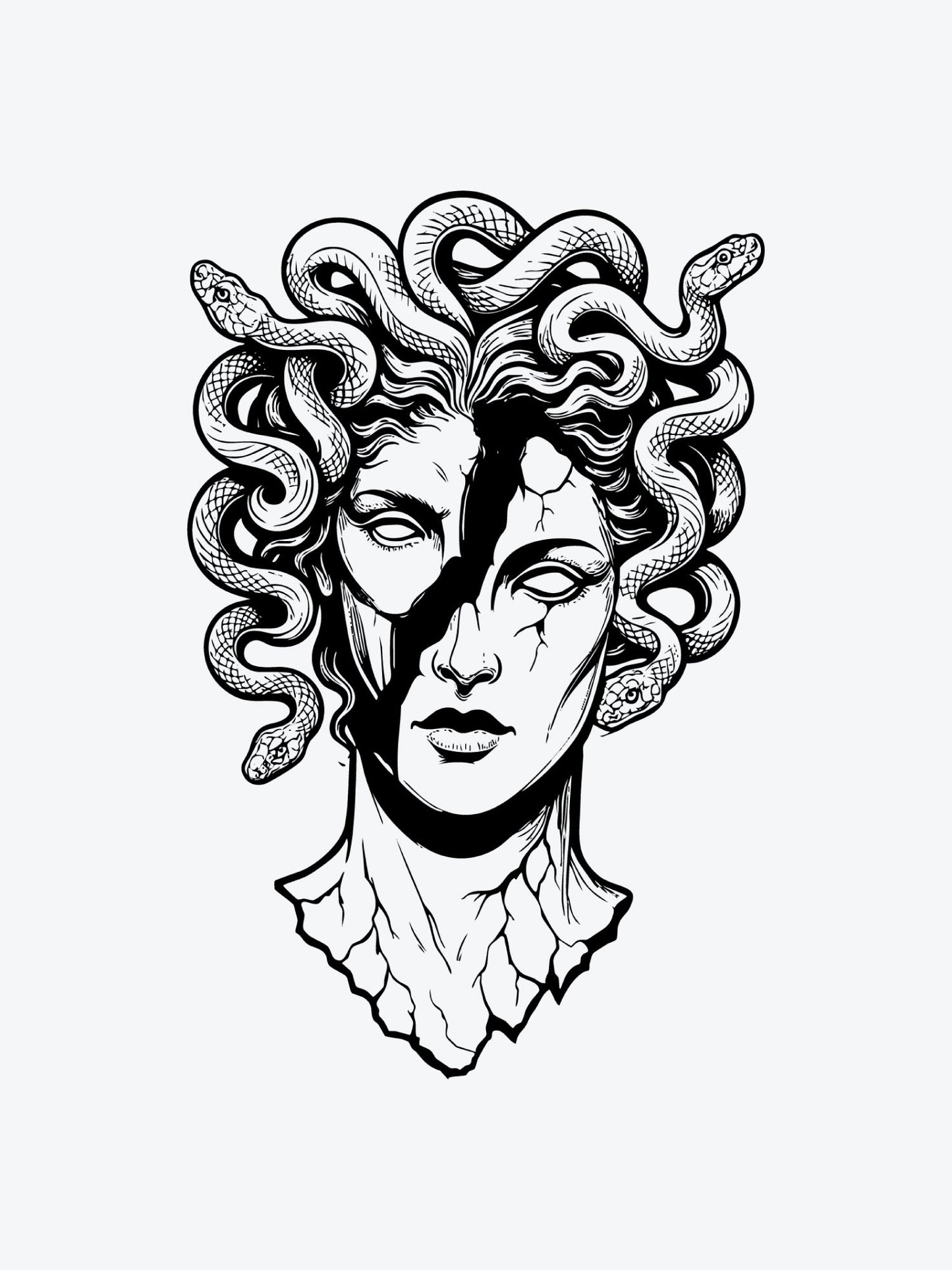 Broken Medusa temporary tattoo