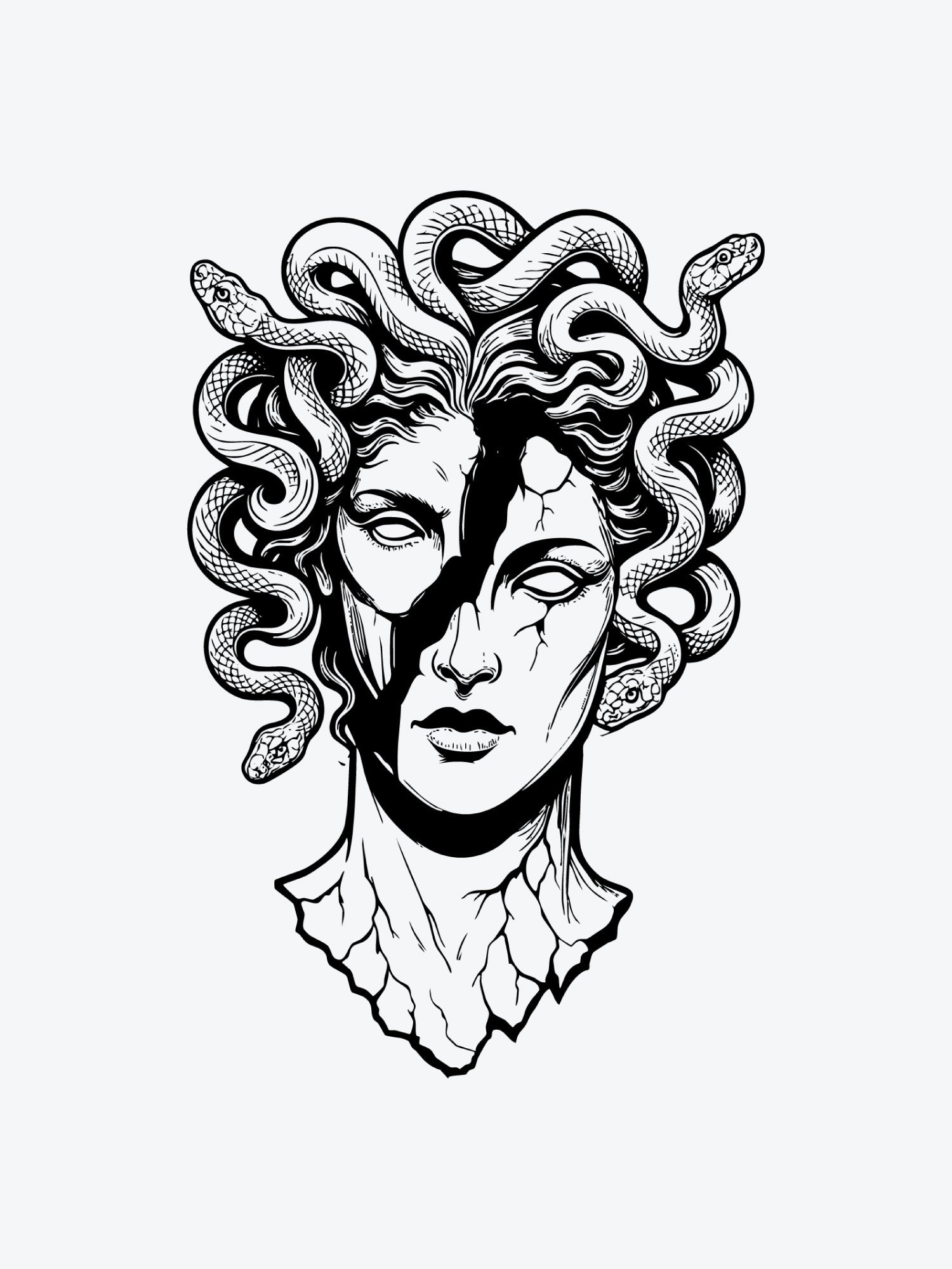 Broken Medusa temporary tattoo