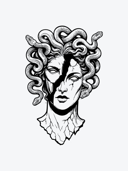Broken Medusa temporary tattoo