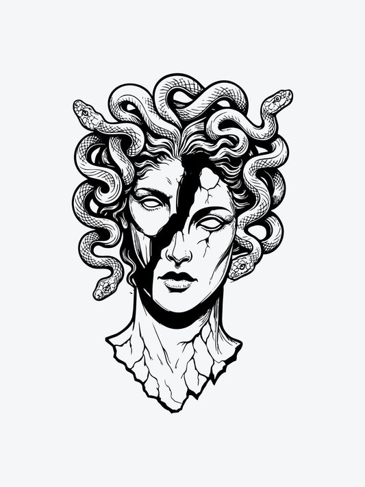 Broken Medusa temporary tattoo