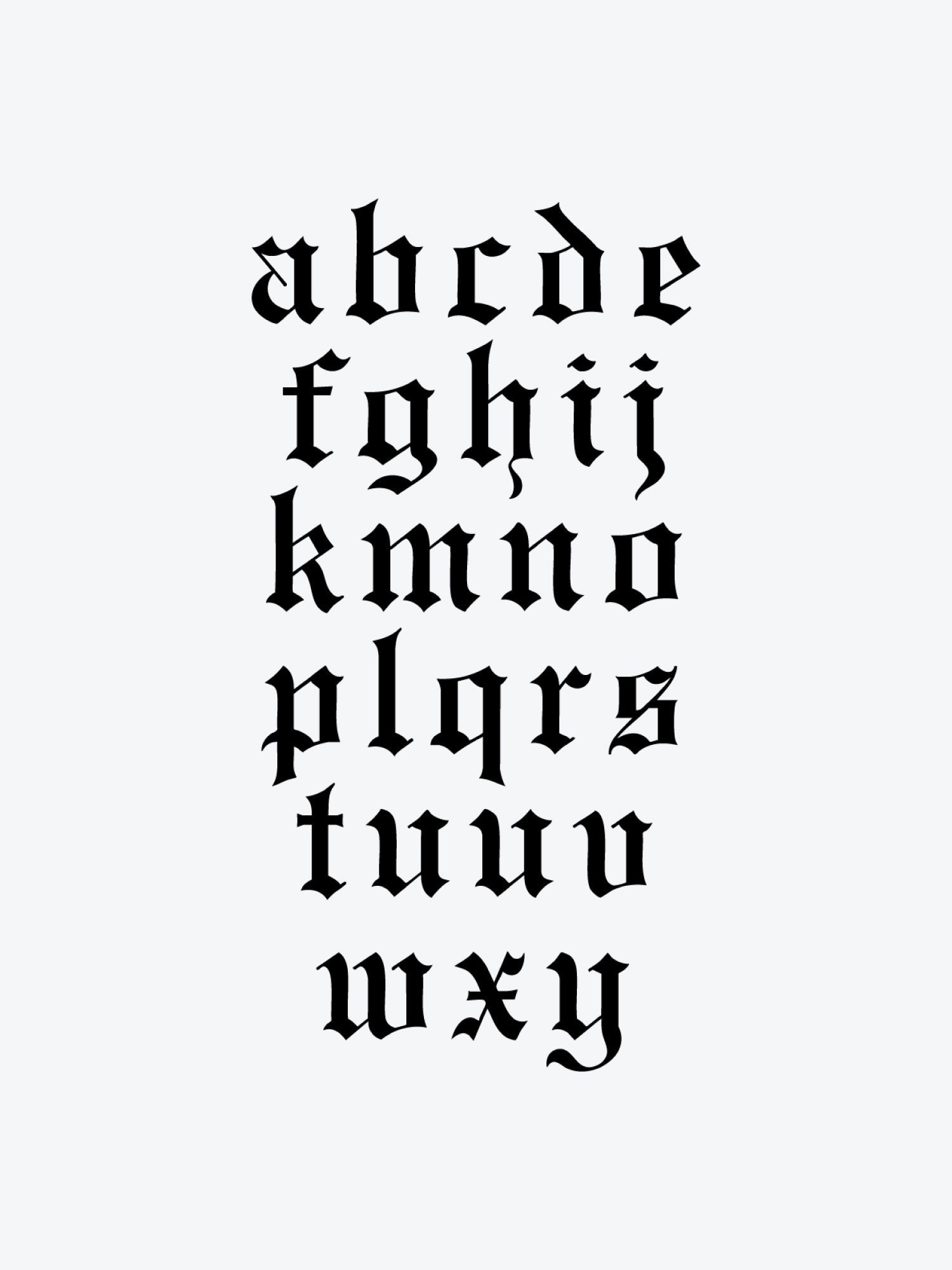 Black Gothic Letters temporary tattoo