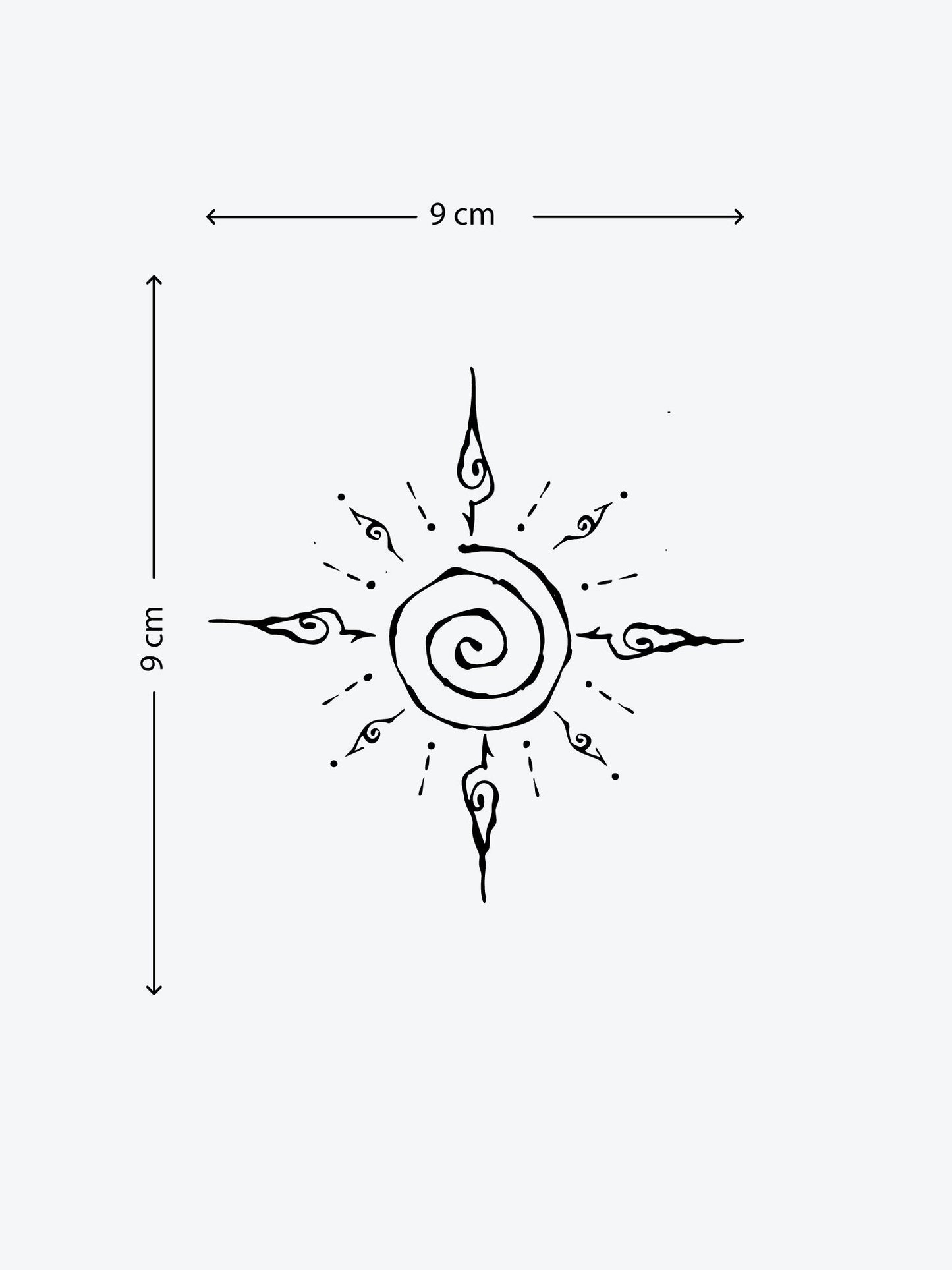 Sun Spiral temporary tattoo