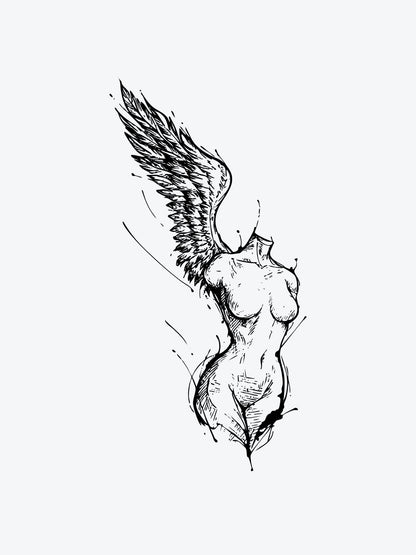 Broken Angel Sculpture temporary tattoo