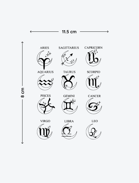 Zodiac Symbols Moon Version temporary tattoo