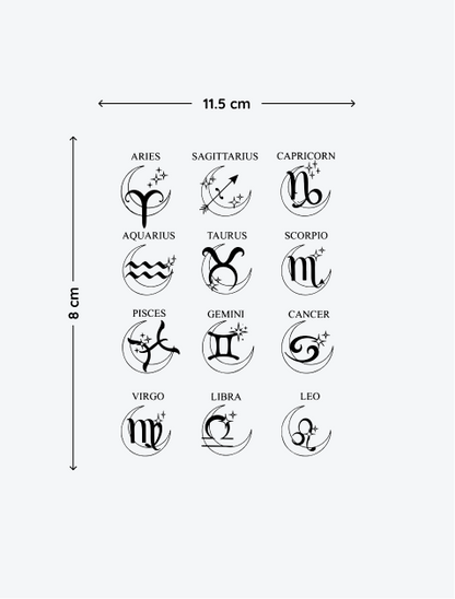 Zodiac Symbols Moon Version temporary tattoo