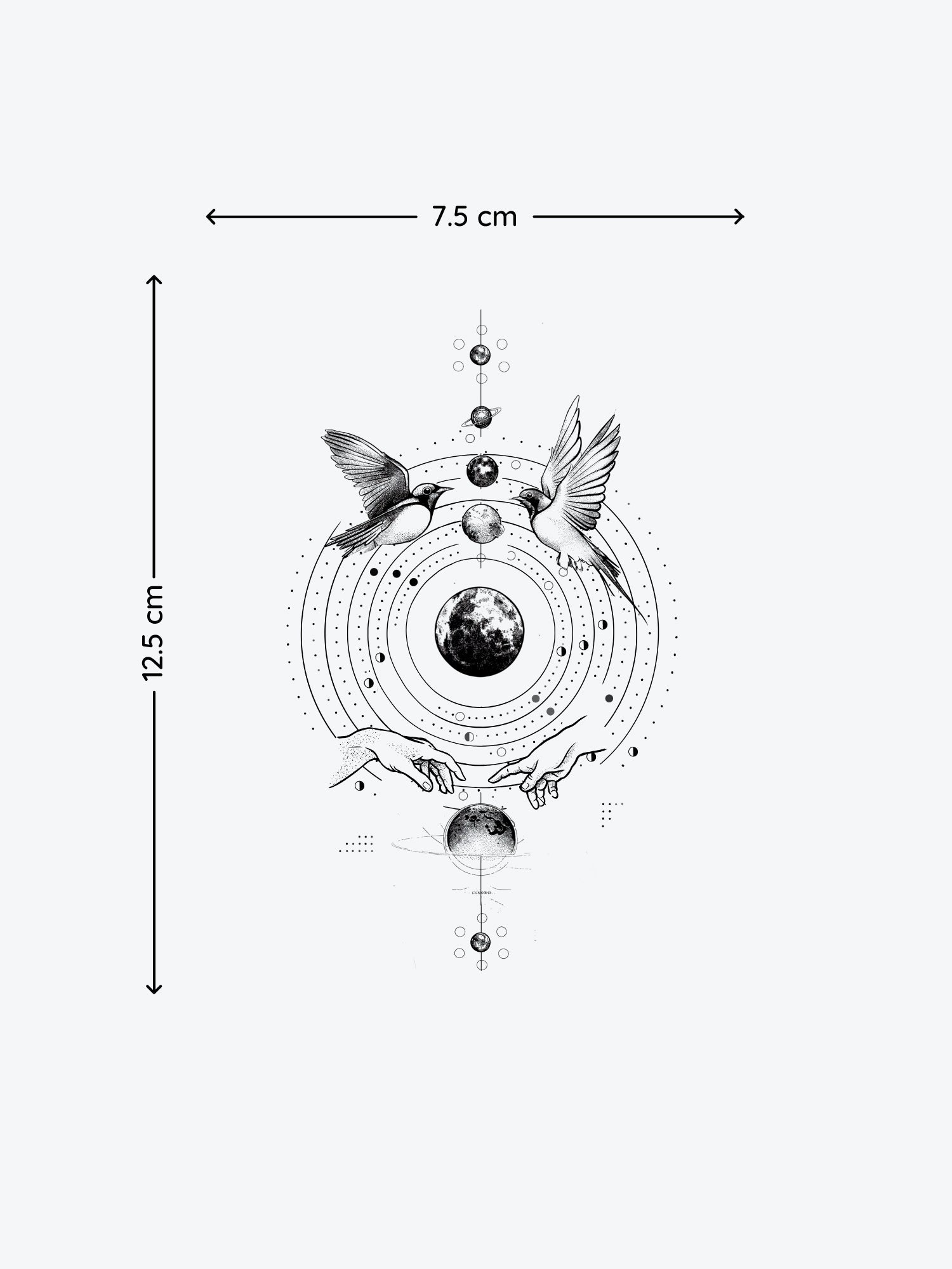 Universe Birds temporary tattoo