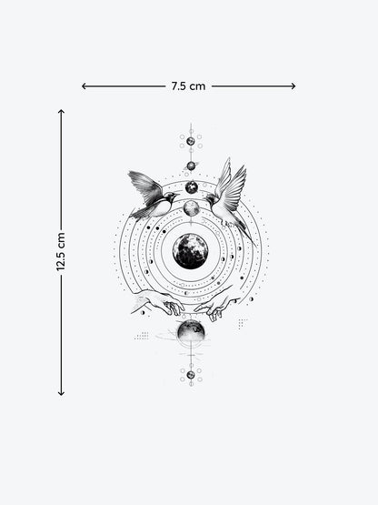 Universe Birds temporary tattoo