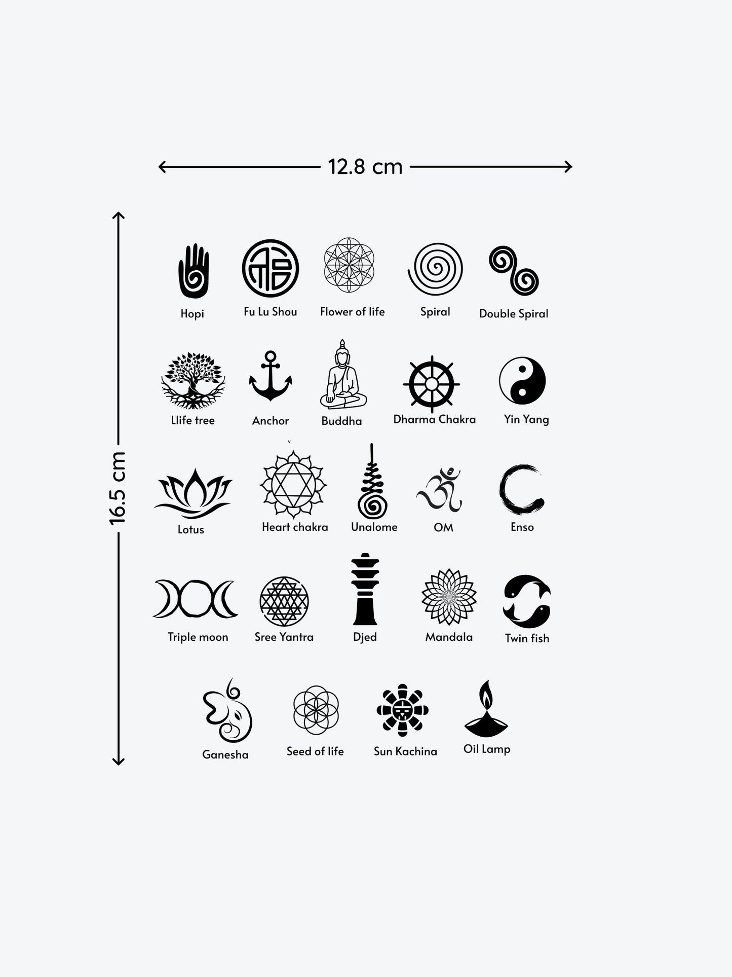Spiritual Symbols Bundle(24 Tattoos) temporary tattoo