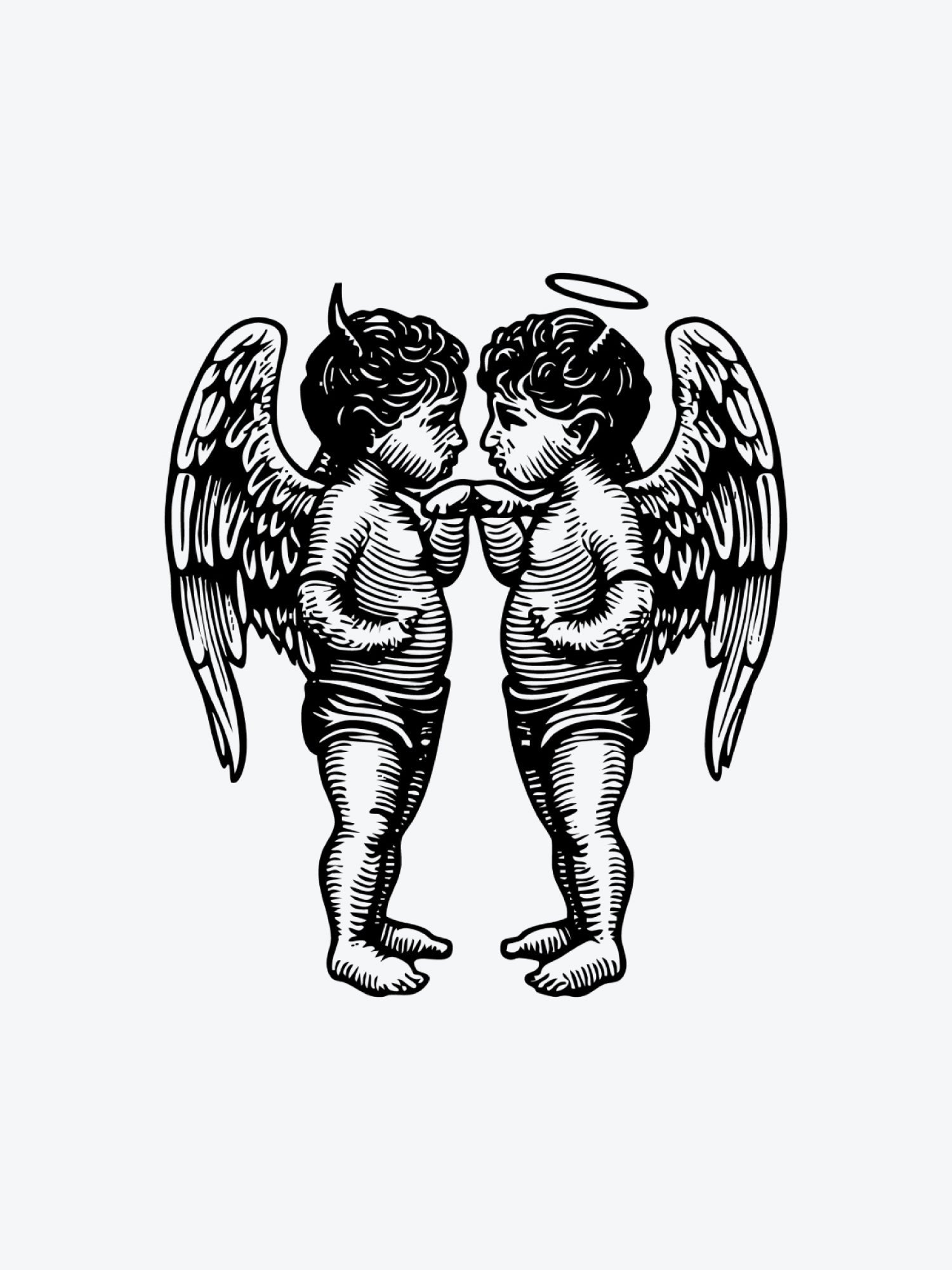 Angel and Devil temporary tattoo