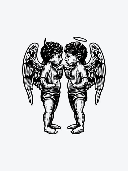 Angel and Devil temporary tattoo