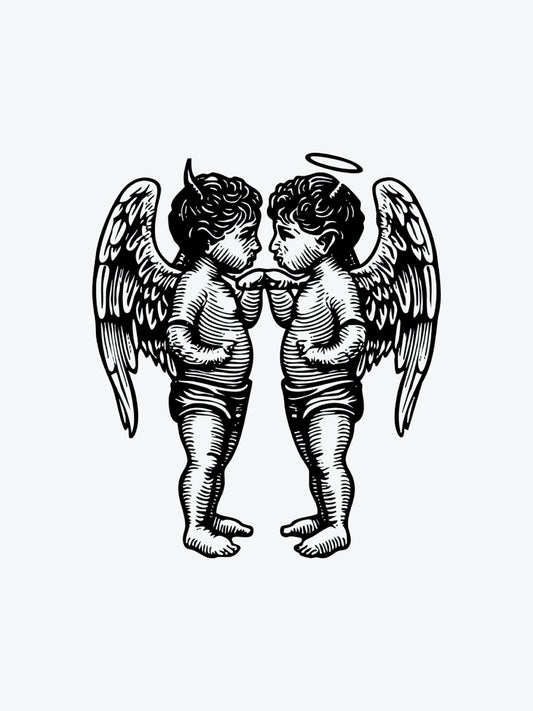 Angel and Devil temporary tattoo