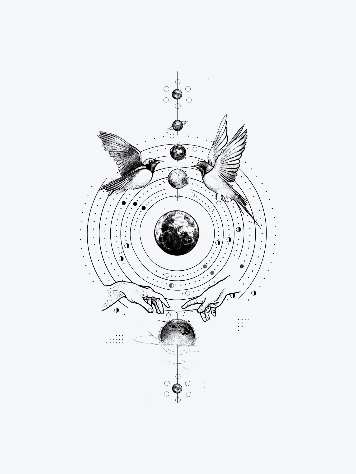 Universe Birds temporary tattoo