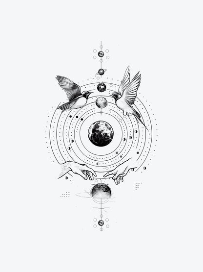 Universe Birds temporary tattoo