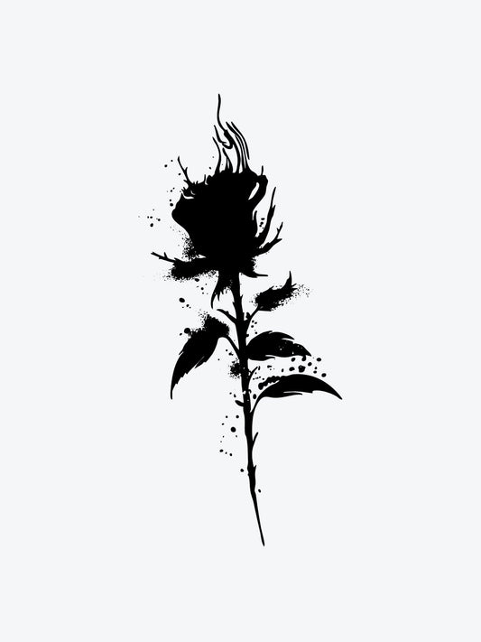 Black Smoke Rose temporary tattoo