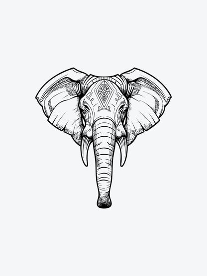 Elephant Linework temporary tattoo