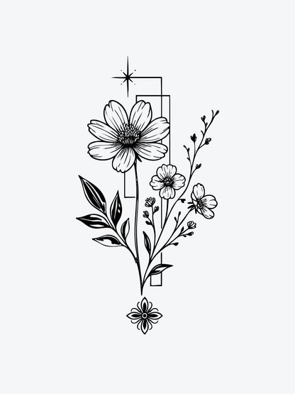 Gentle Flowers temporary tattoo