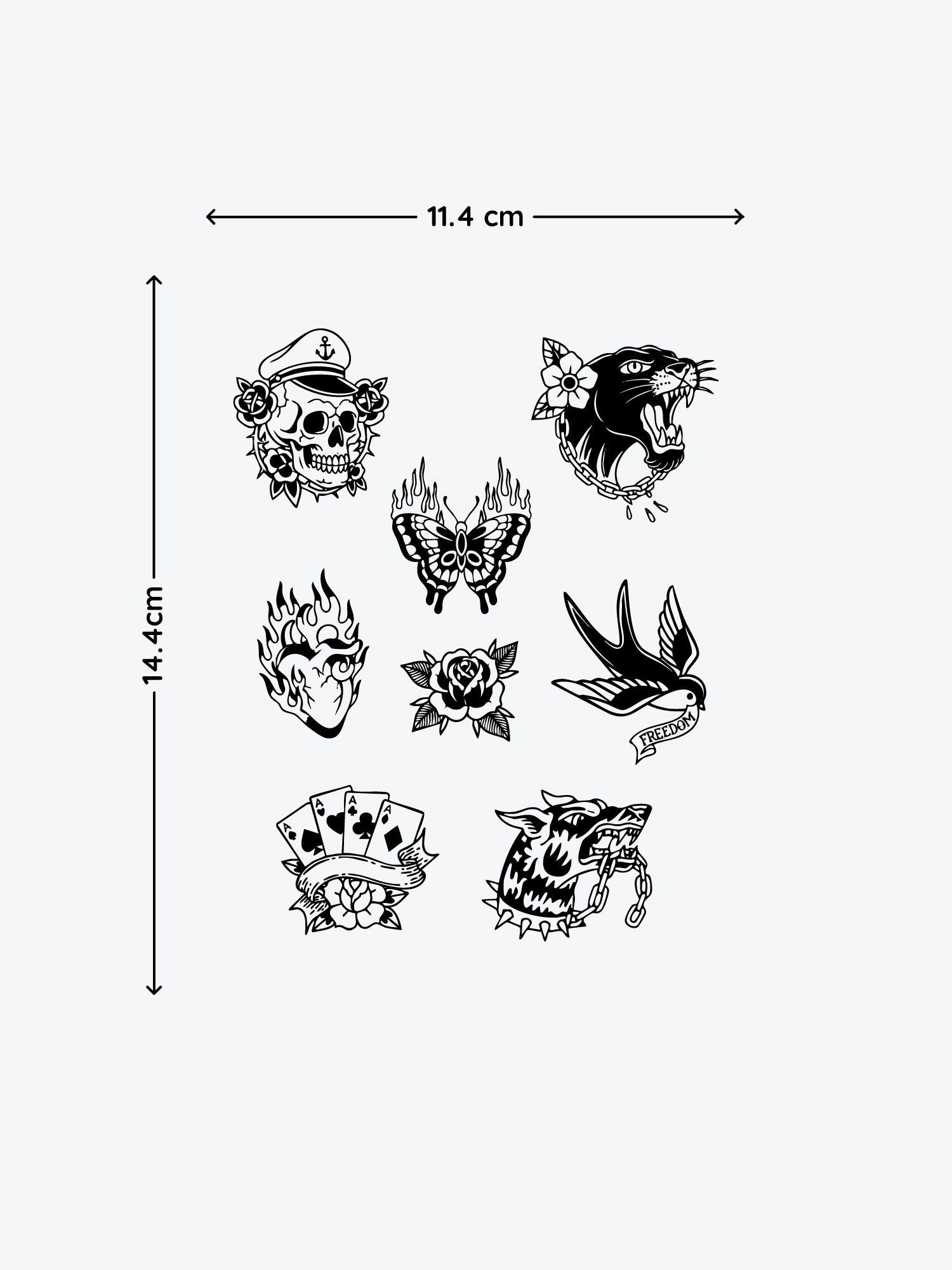 Neotraditional Bundle (8 Tattoos) temporary tattoo