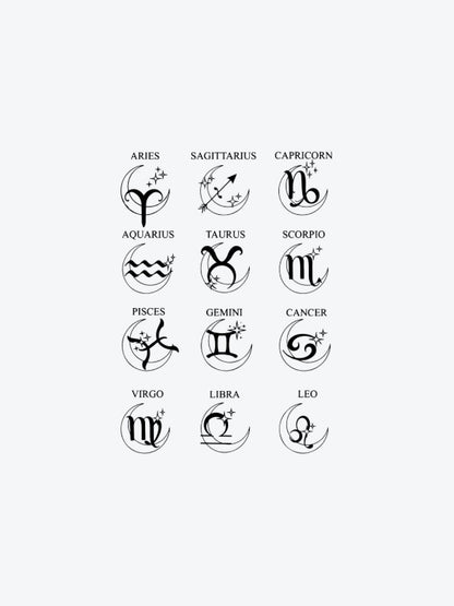 Zodiac Symbols Moon Version temporary tattoo