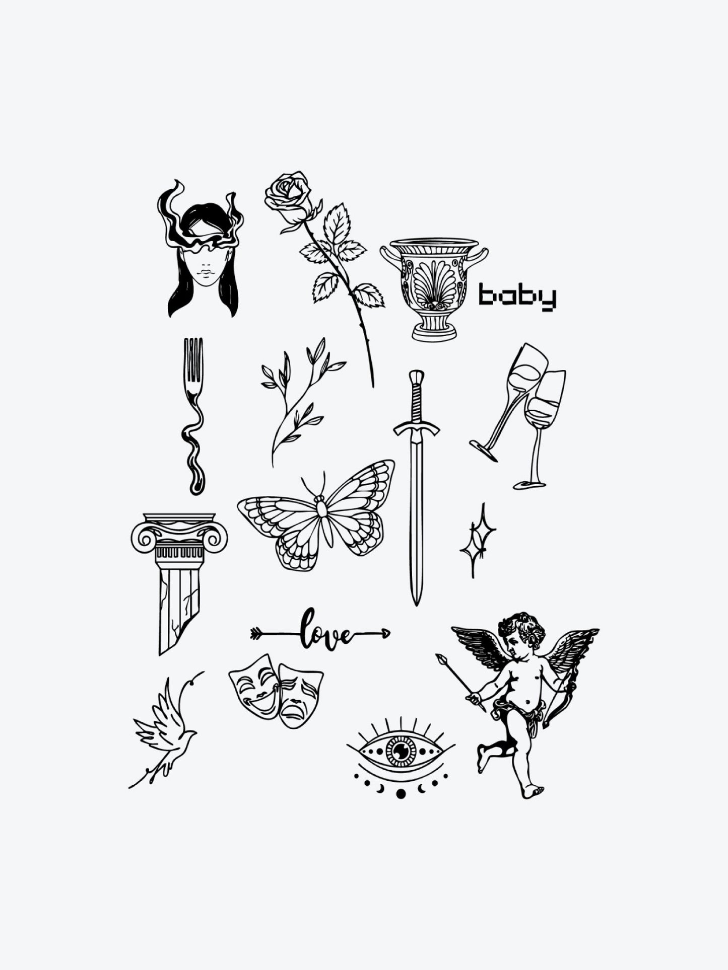 Abstract Bundle (16 Tattoos) temporary tattoo