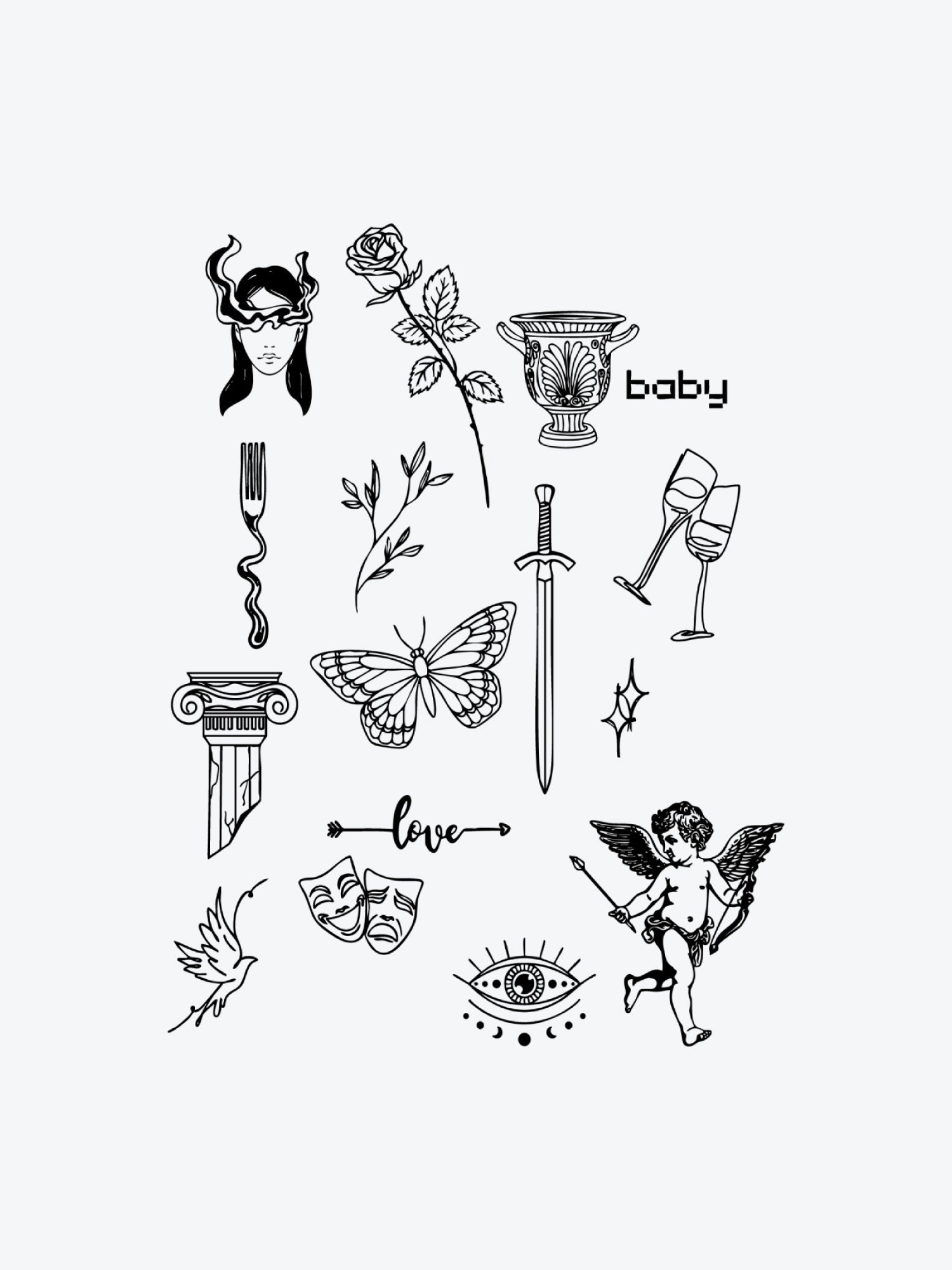 Abstract Bundle (16 Tattoos) temporary tattoo
