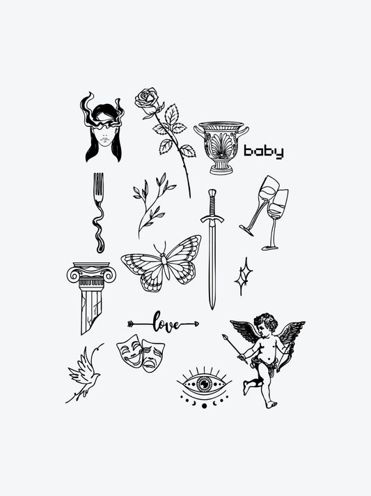 Abstract Bundle (16 Tattoos) temporary tattoo