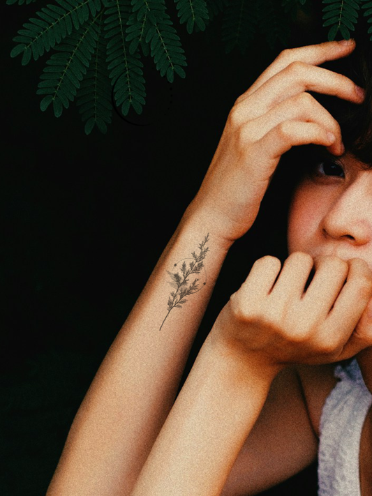 Fir Needle Branch temporary tattoo