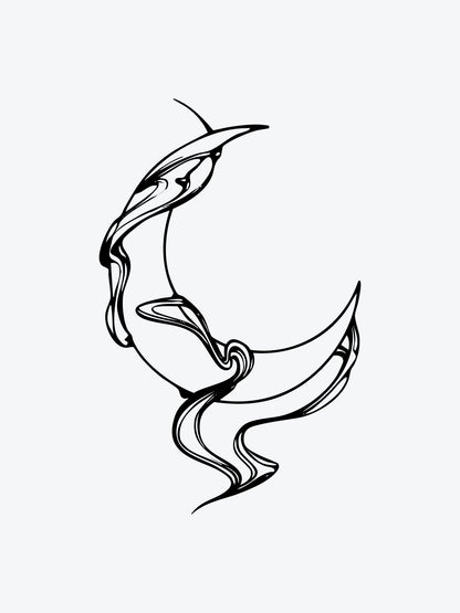 Smoking Moon temporary tattoo