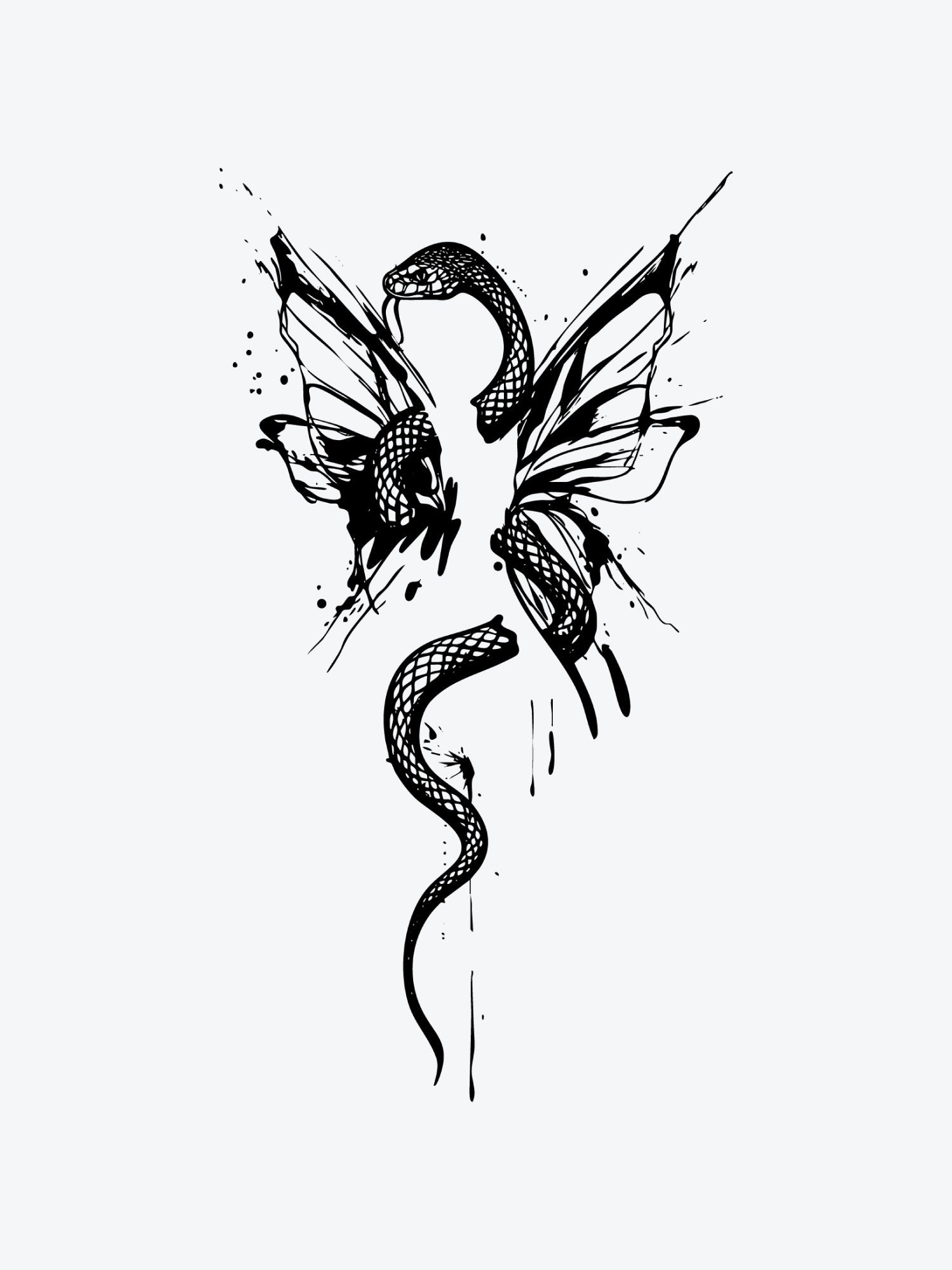 Serpents Butterfly temporary tattoo