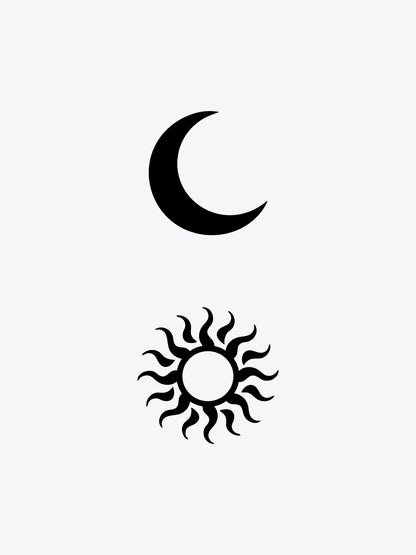 Sun Moon Pair temporary tattoo