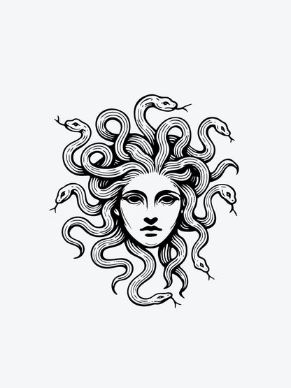 Medusa Linework temporary tattoo
