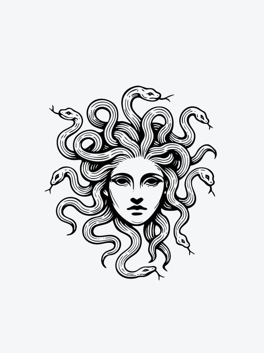 Medusa Linework temporary tattoo