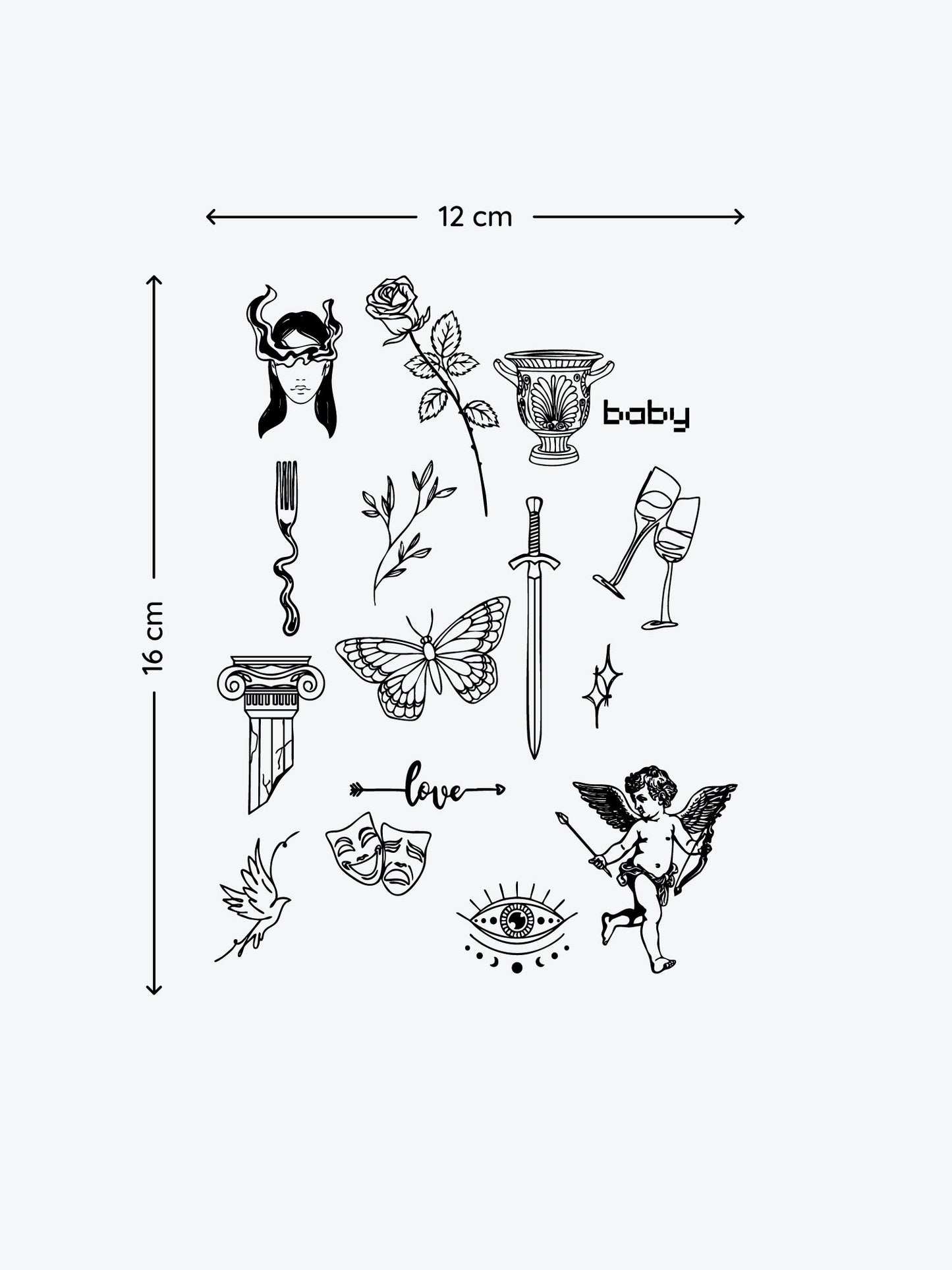 Abstract Bundle (16 Tattoos) temporary tattoo