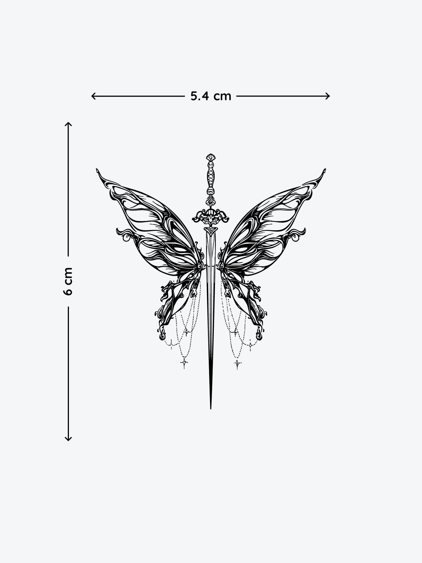 Sword Butterfly temporary tattoo
