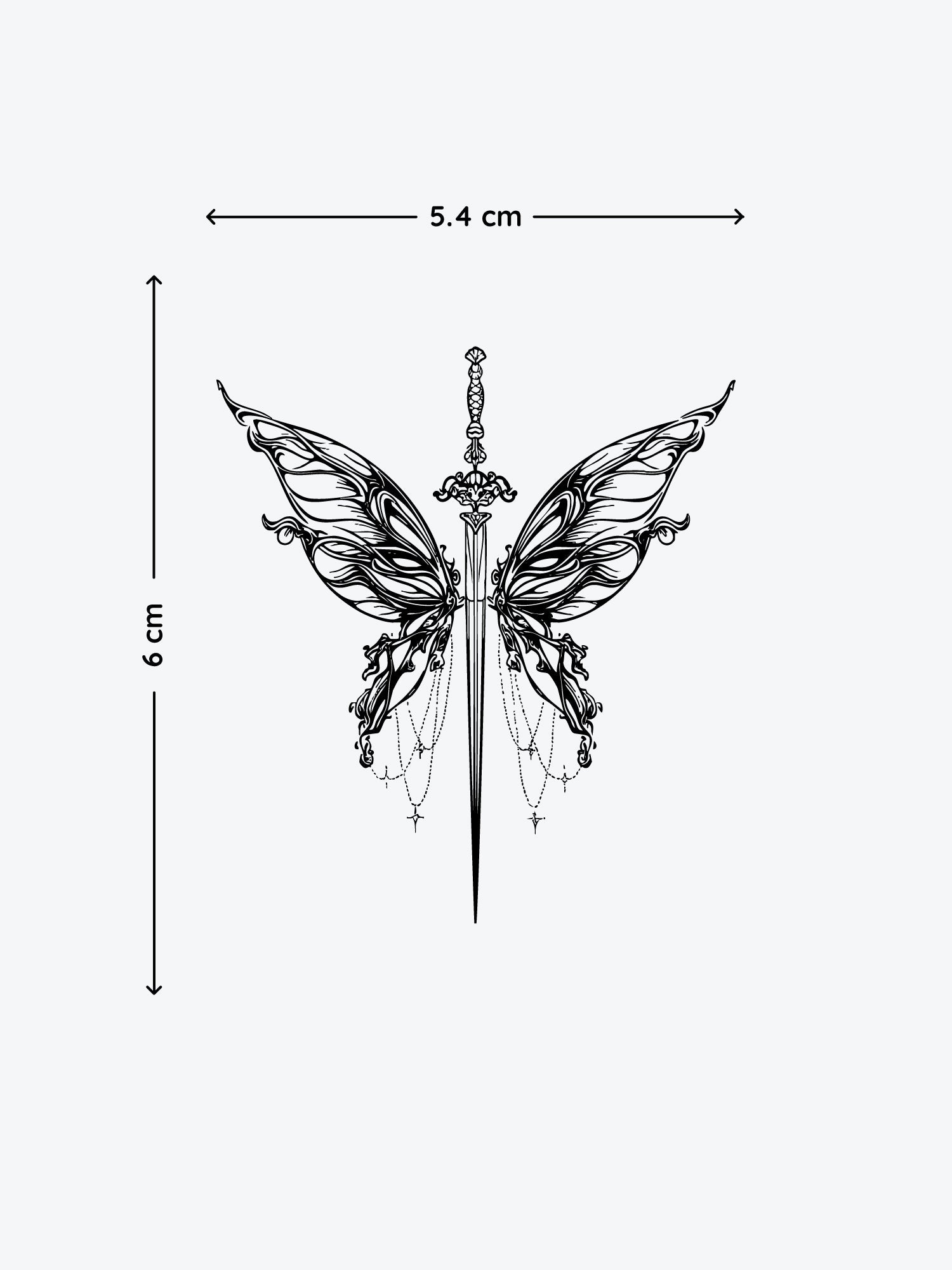 Sword Butterfly temporary tattoo