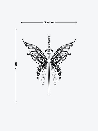 Sword Butterfly temporary tattoo