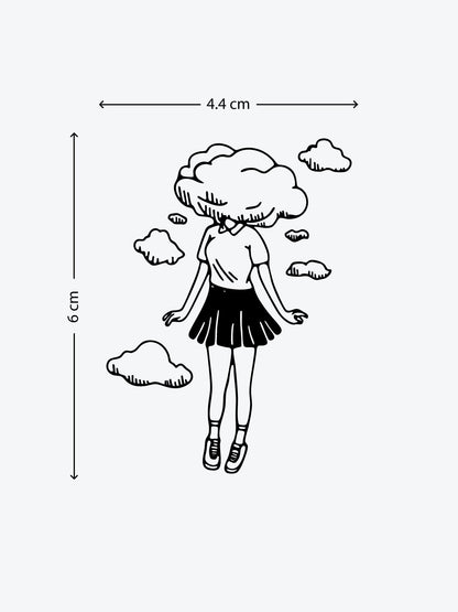 Girl Head in the Clouds temporary tattoo