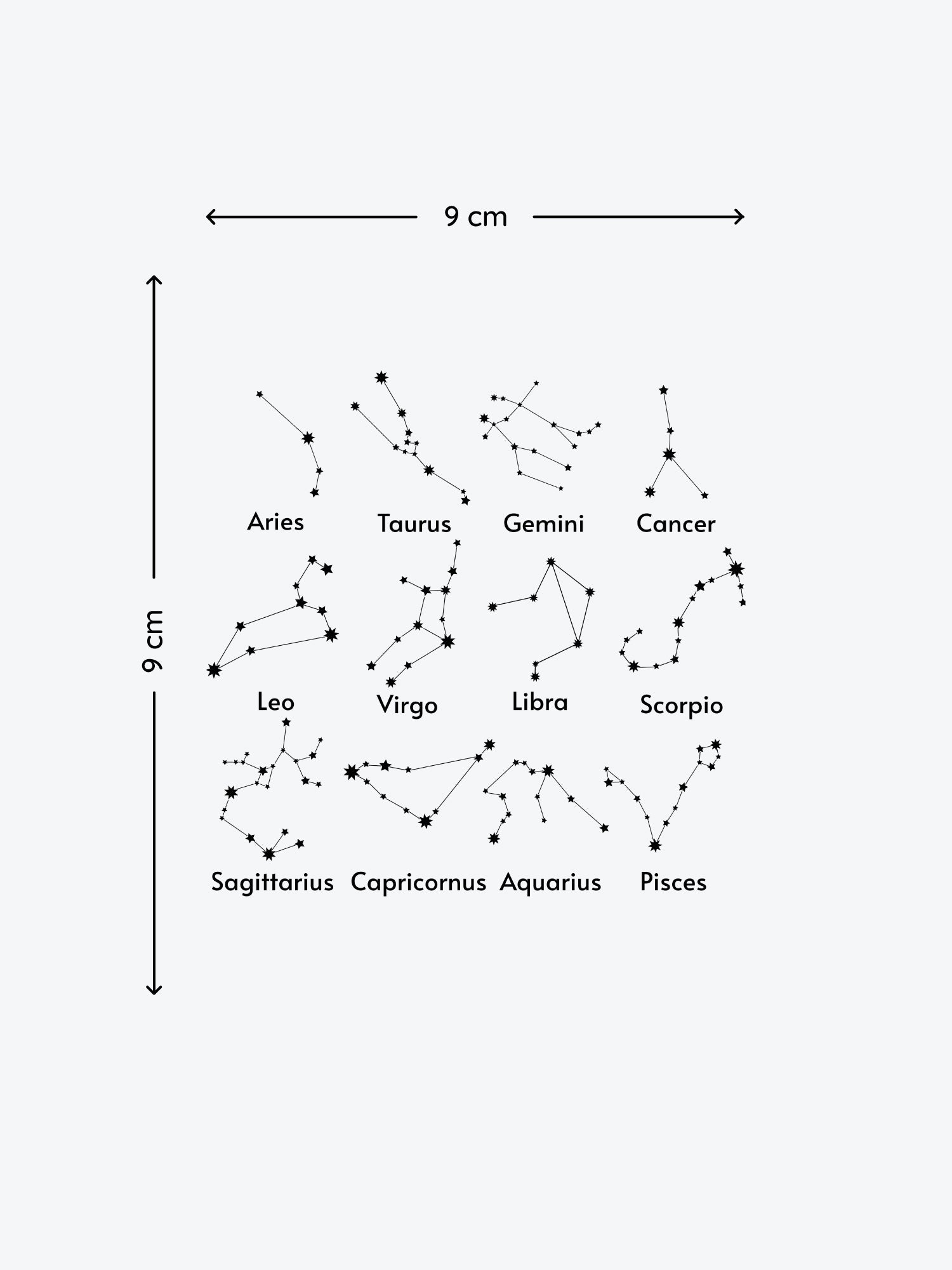Mini Zodiacs Symbols temporary tattoo