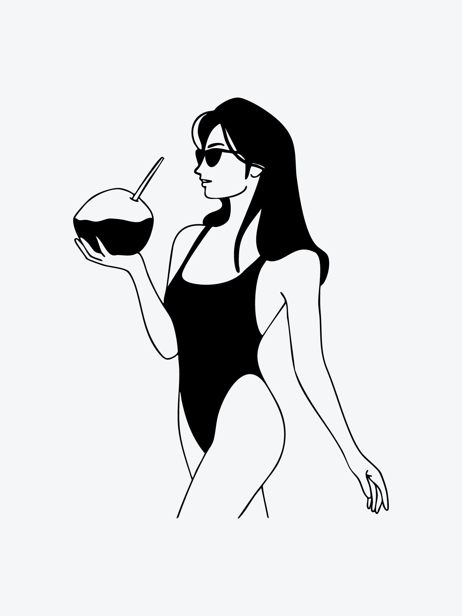 Coconut Girl temporary tattoo