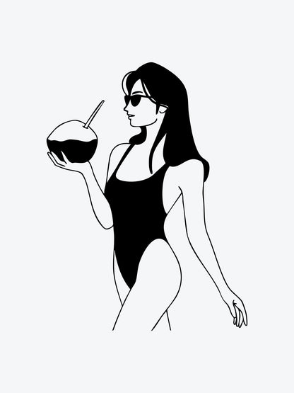 Coconut Girl temporary tattoo