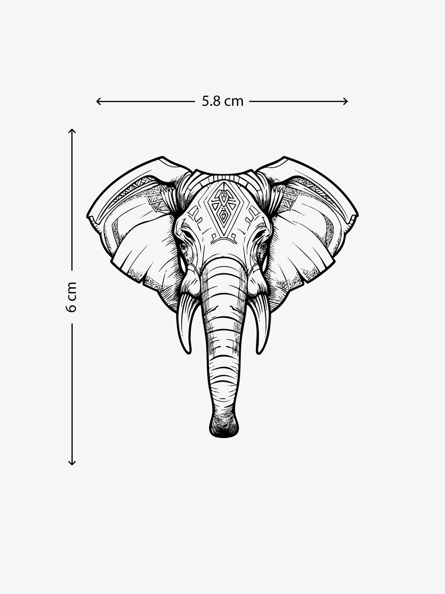 Elephant Linework temporary tattoo